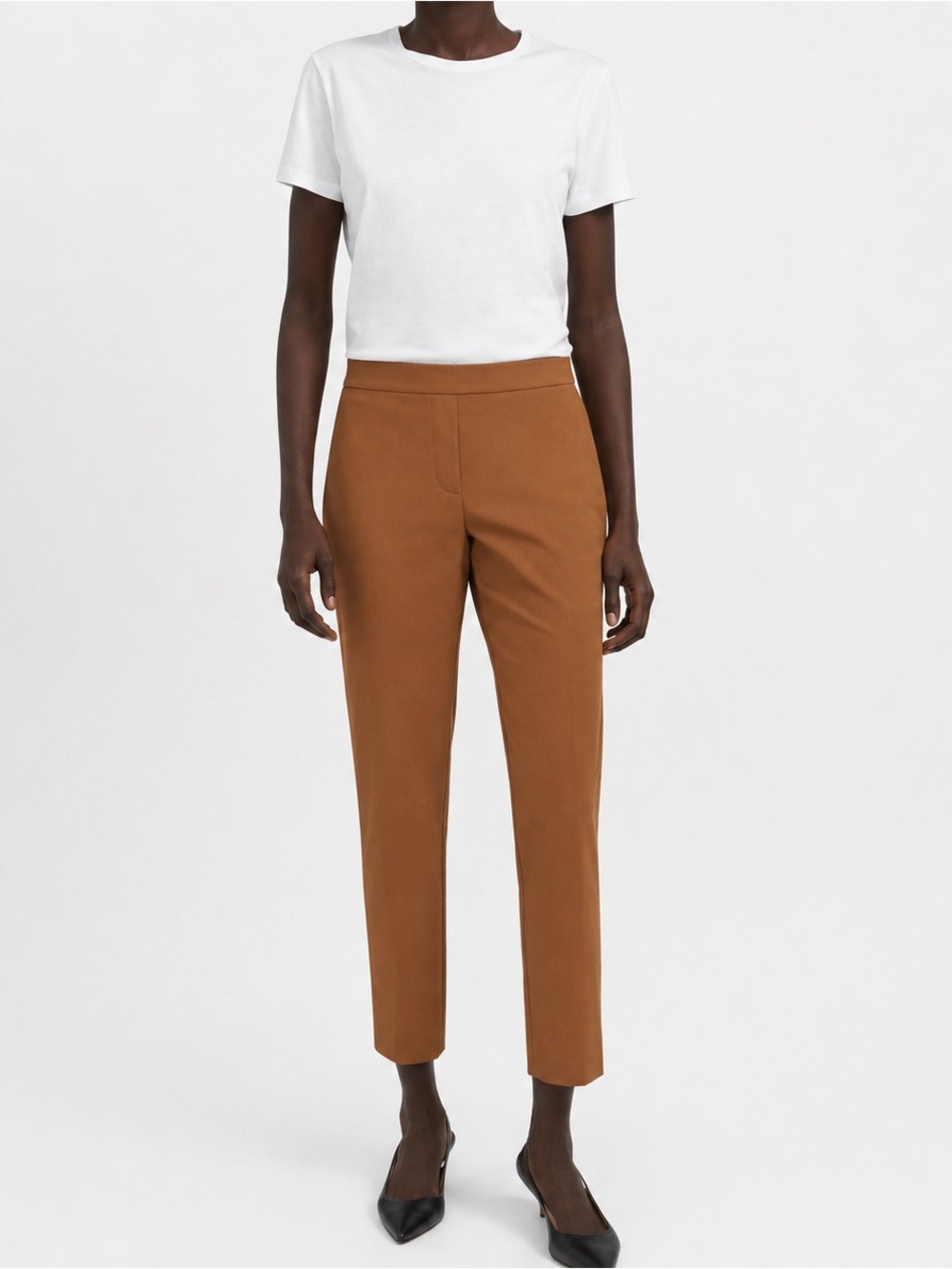 Theory Thaniel Deep Hazelnut Kenett Elastic Pull On Slim Stretch Trouser Pants